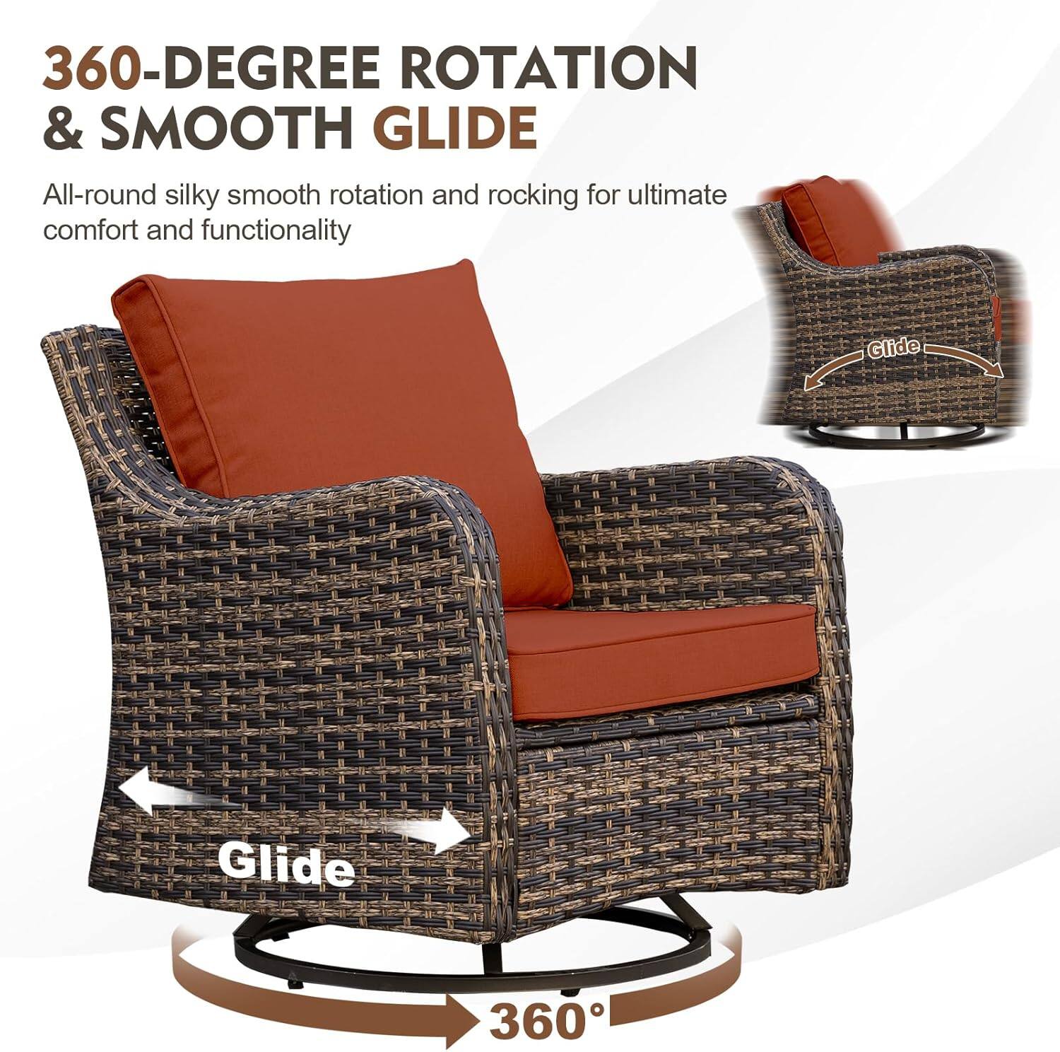 360-DEGREE ROTATION & SMOOTH GLIDE

All-round silky smooth rotation and rocking for ultimate comfort and functionality

Glide

360°