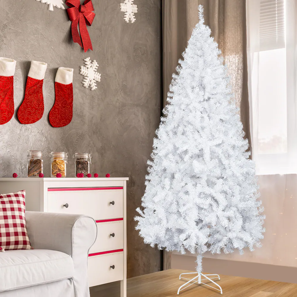 Angle. Spaco - Spaco 7ft White PVC Christmas Tree with 950 Branch Tips and Sturdy Iron Stand - Black.