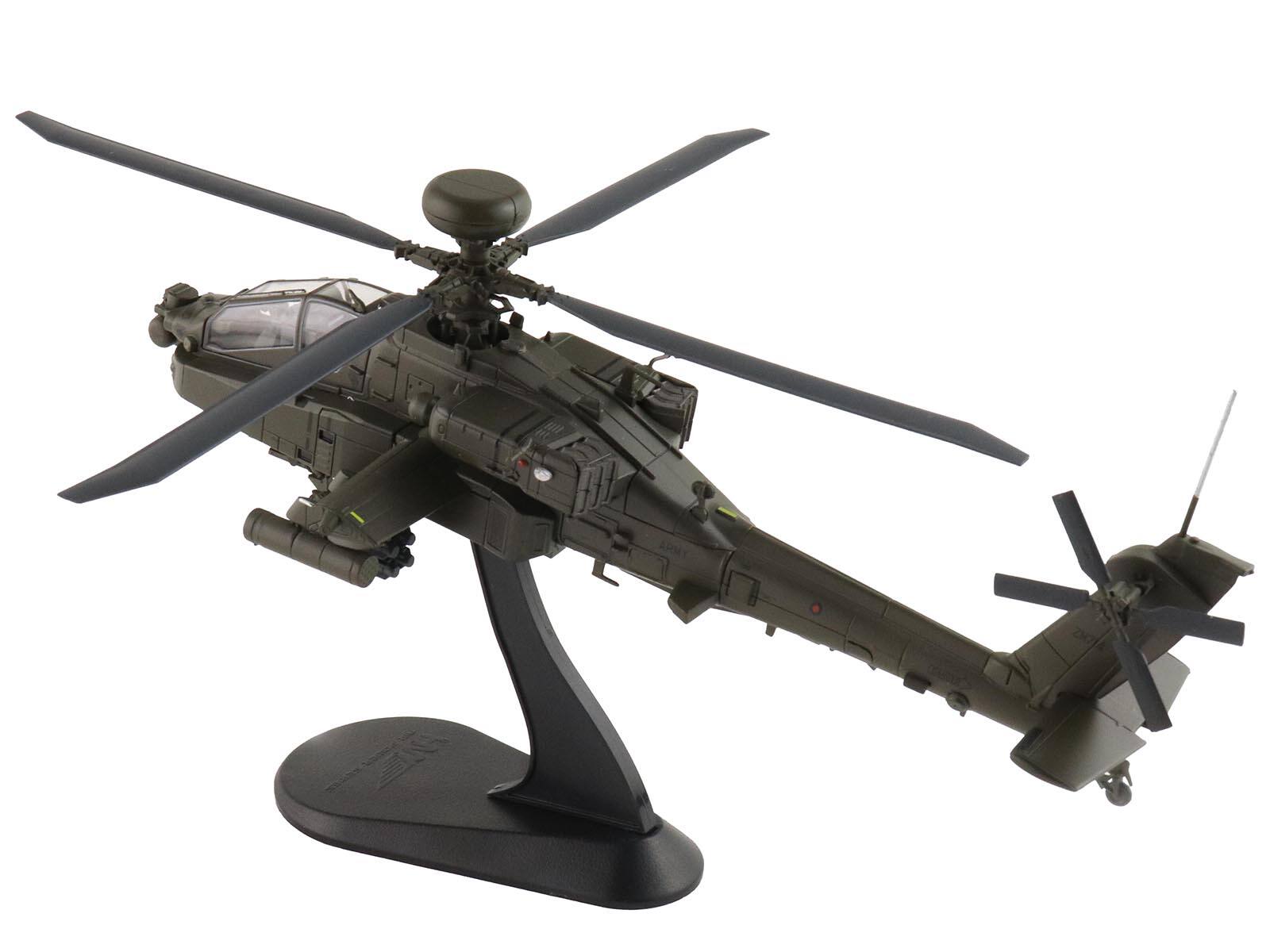 Alt View 1. Hobby Master - Boeing AH-64E Apache Echo Attack Helicopter "ZM714 Middle Wallop" (2022) British Army "Air Power Series" 1/72 - Black.