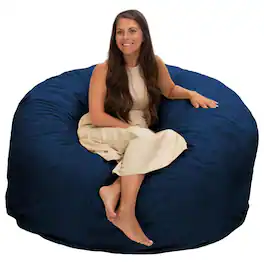 Ultimate Sack - 5ft Bean Bag Chair, Oversized Indoor Comfy Lounger, Suede - Navy