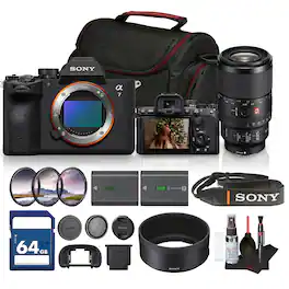 Bundle - a7 V Mirrorless Camera + Sony FE 100mm f/2.8 Macro GM Lens + 64GB Card + More - Black