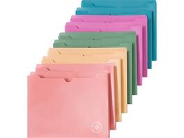 U Brands - U-Eco Plastic File Jackets, 1" Expansion, Letter Size, 10/Pack - Assorted Colors