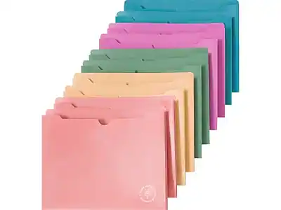 Front. U Brands - U Brands U-Eco Plastic File Jackets, 1" Expansion, Letter Size, Assorted Colors, 10/Pack (6595U01-12) - Assorted Colors.