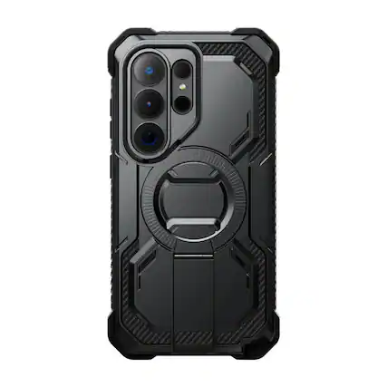 Front. i-Blason - Armorbox Case for Samsung Galaxy S26 Ultra – Kickstand, Screen Protector, Military-Grade - Black.