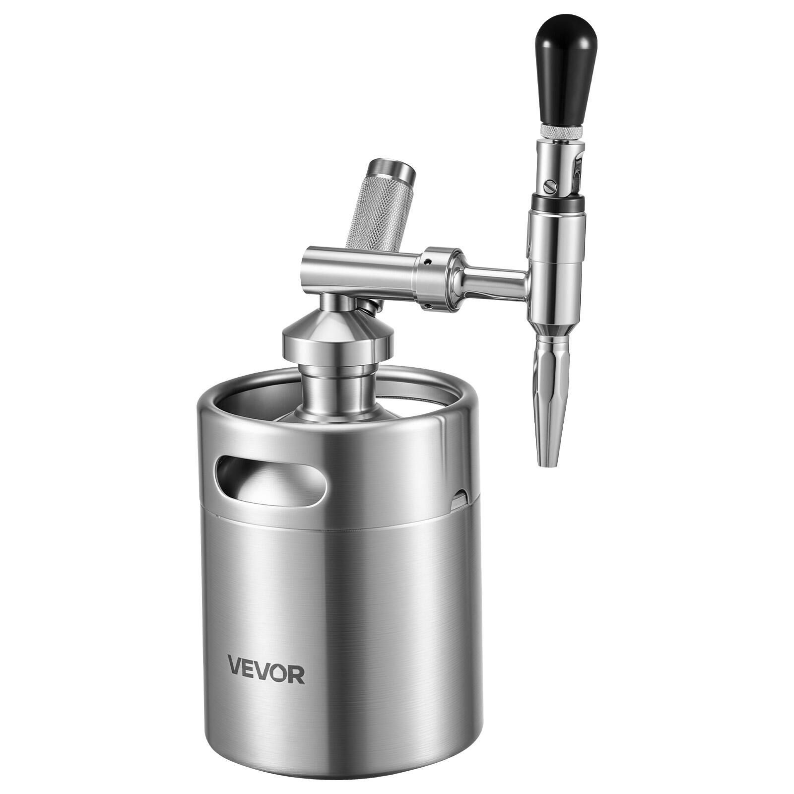 Alt View 5. VEVOR - Nitro Cold Brew Coffee Maker 68 oz Nitrogen Dispenser System, Home Brew Coffee Keg, Portable Nitrogen Infuser - Silver.