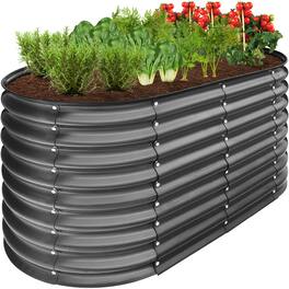 Best Choice Products - 4x2x2ft Outdoor Raised Metal Oval Garden Bed, Planter Box for Vegetables, Flowers - Charcoal