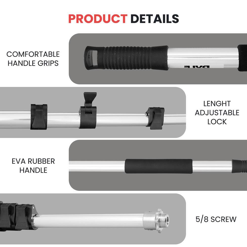 PRODUCT DETAILS

- COMFORTABLE HANDLE GRIPS
- LENGTH ADJUSTABLE LOCK
- EVA RUBBER HANDLE
- 5/8 SCREW