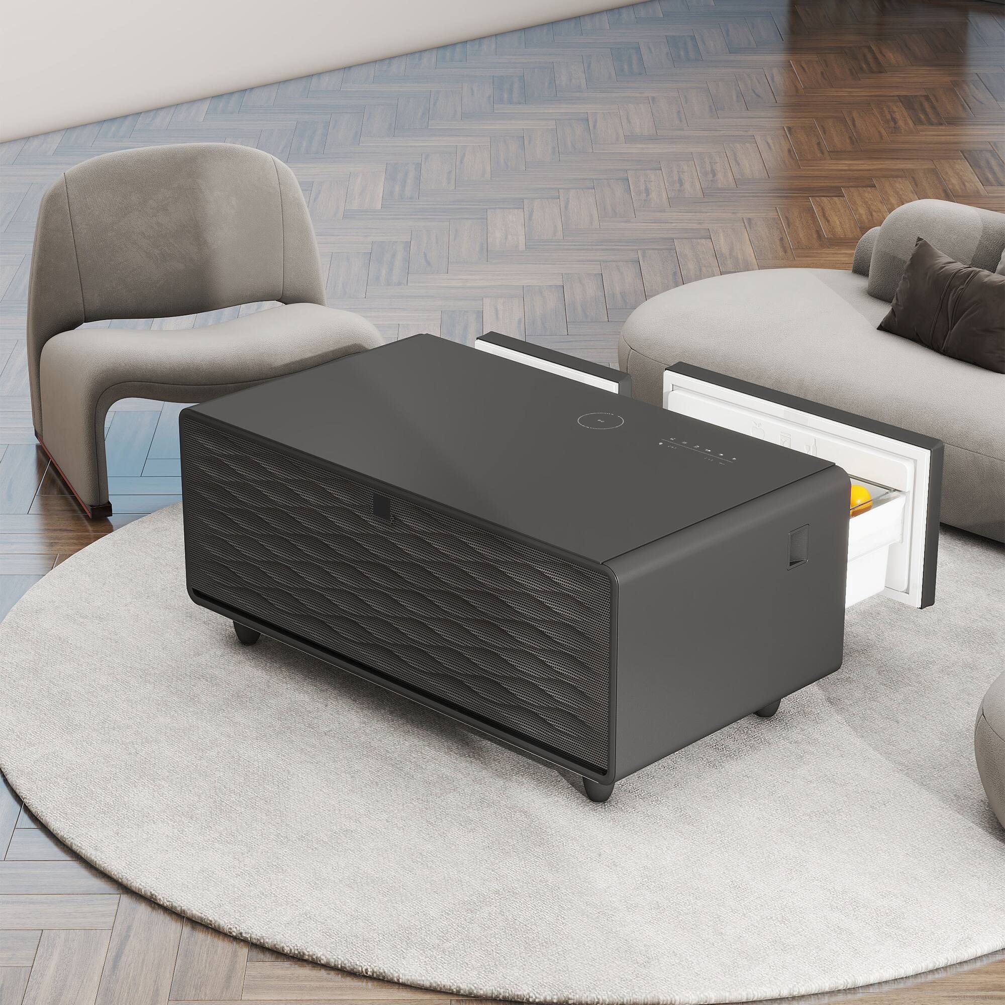 Alt View 9. Ecooso - Smart Coffee Table with Built-in Fridge, Bluetooth Speaker, Wireless Charging and Touch Control Panel - Black.