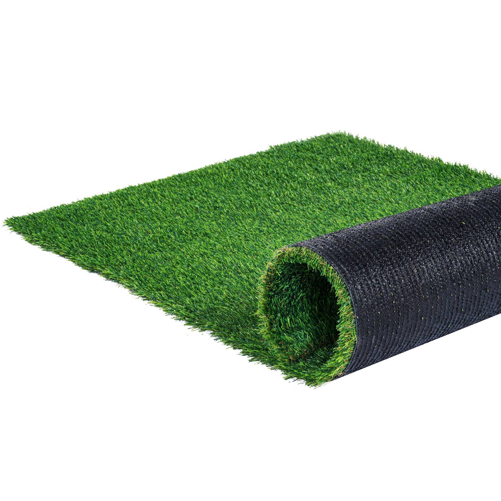 Front. VEVOR - Artifical Grass, 3 x 5 ft Rug Green Turf, 1.38" Fake Door Mat Outdoor Patio Lawn Decoration, Easy to Clean - Grass green and brown; black base.