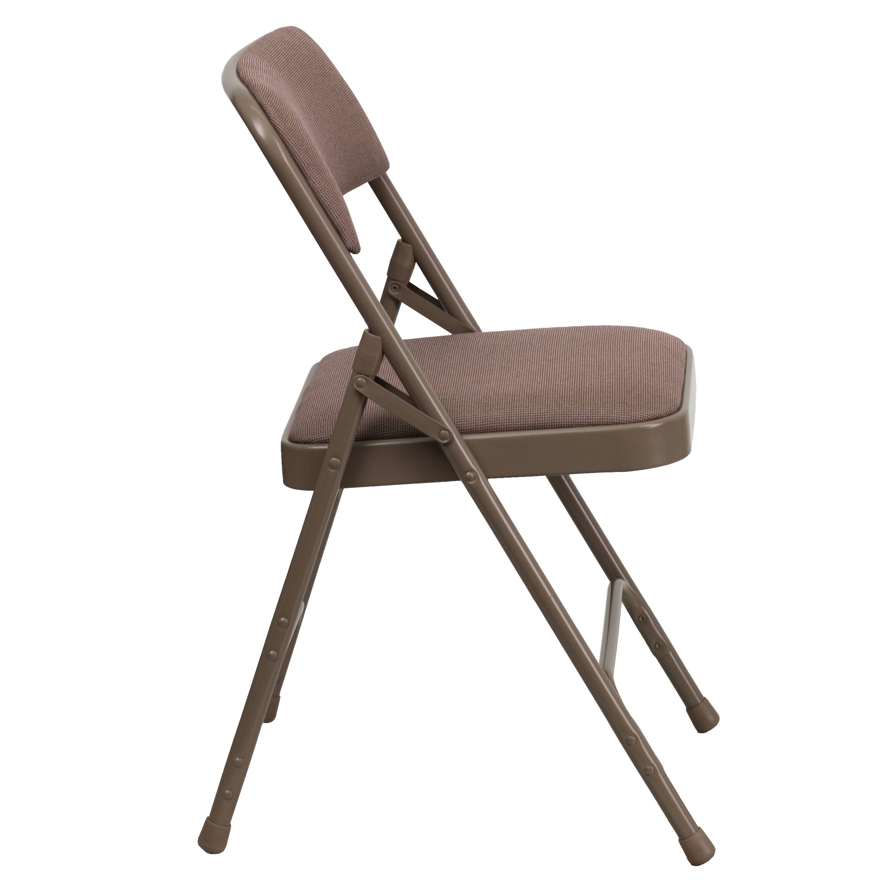 Alt View 7. Emma + Oliver - 2 Pack Home & Office Portable Party Events Padded Metal Folding Chair - Beige Fabric/Beige Frame.