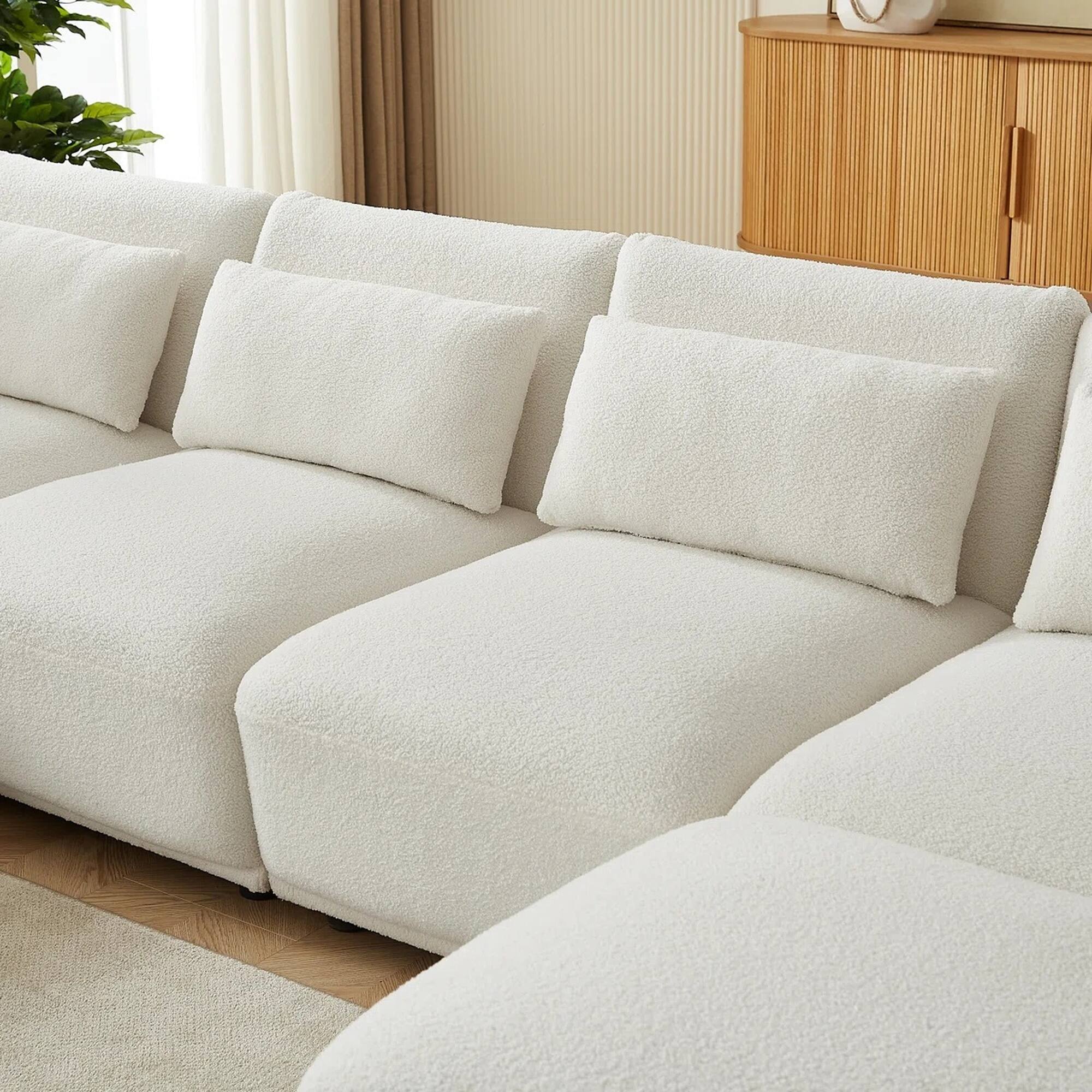Angle. Yardgrace - 4-Piece Upholstered Sectional Sofa – Stylish & Comfortable for Living Room - Beige.