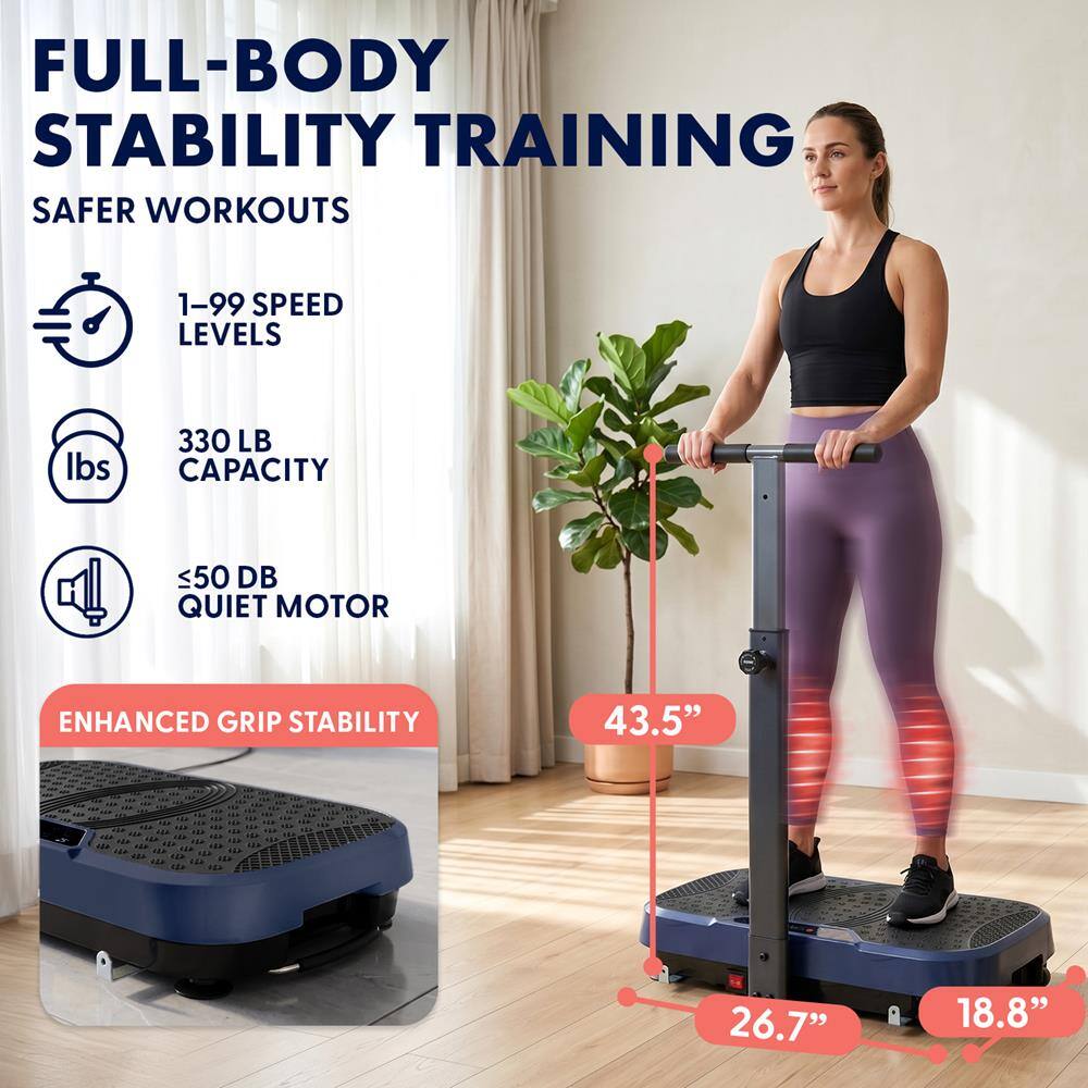 FULL-BODY STABILITY TRAINING  
SAFER WORKOUTS  
1-99 SPEED LEVELS  
330 LB CAPACITY  
<50 DB QUIET MOTOR  
ENHANCED GRIP STABILITY  
43.5" x 26.7" x 18.8"