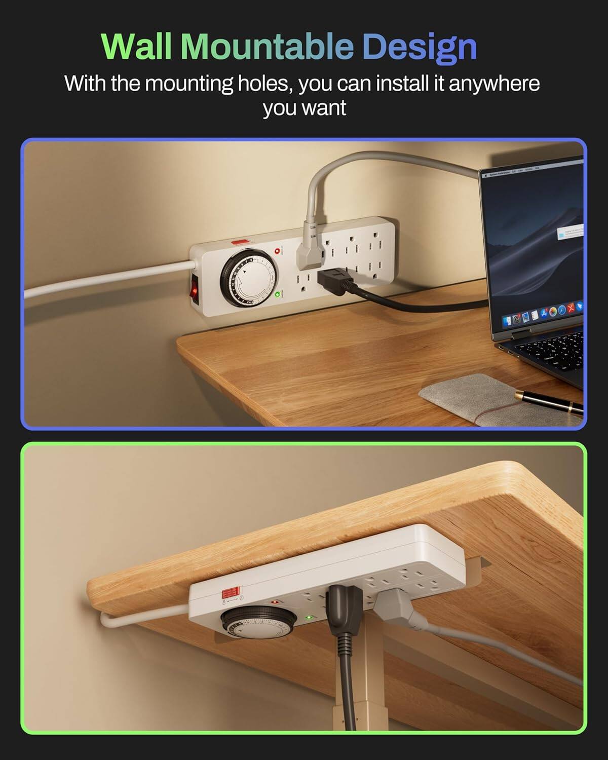 Wall Mountable Design  
With the mounting holes, you can install it anywhere you want