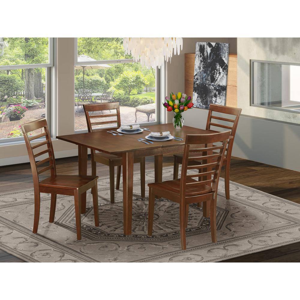 Back. East West Furniture - 5 Pc Kitchen dinette set-small Table and 4 Kitchen Dining Chairs - Mahogany.