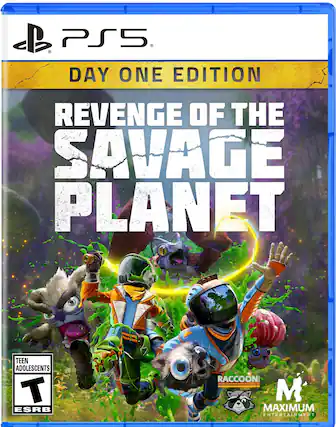 PS5 Day One Edition Revenge of the Savage Planet Teen Adolescents T ESRB Raccoon M Maximum Entertainment - T (Teen 13+)