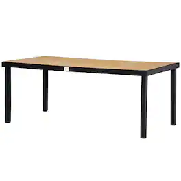 Outsunny - x 35" Outdoor Dining Table for 8 People, Rectangular Aluminum Frame Garden Table with All-Weather Faux Wood Top for Lawn - Natural Wood