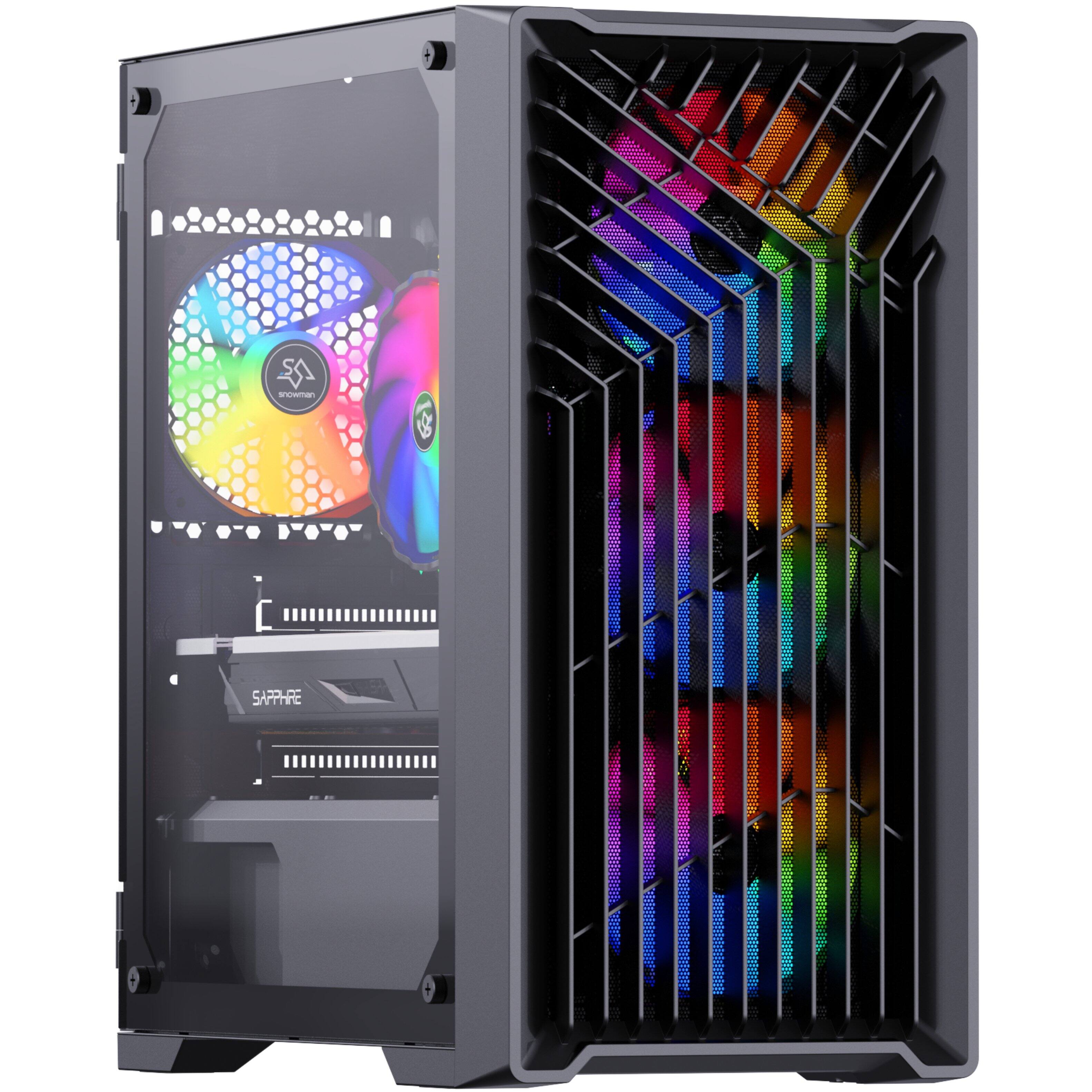 Angle. Blackout Computers - Eclipse V3 - Gaming Desktop - Intel 12th Gen CPU - AMD RX 580 8G - 16GB DDR5 RAM - 1TB M.2 SSD - Windows 11 Pro - RGB VR - Matte Black.