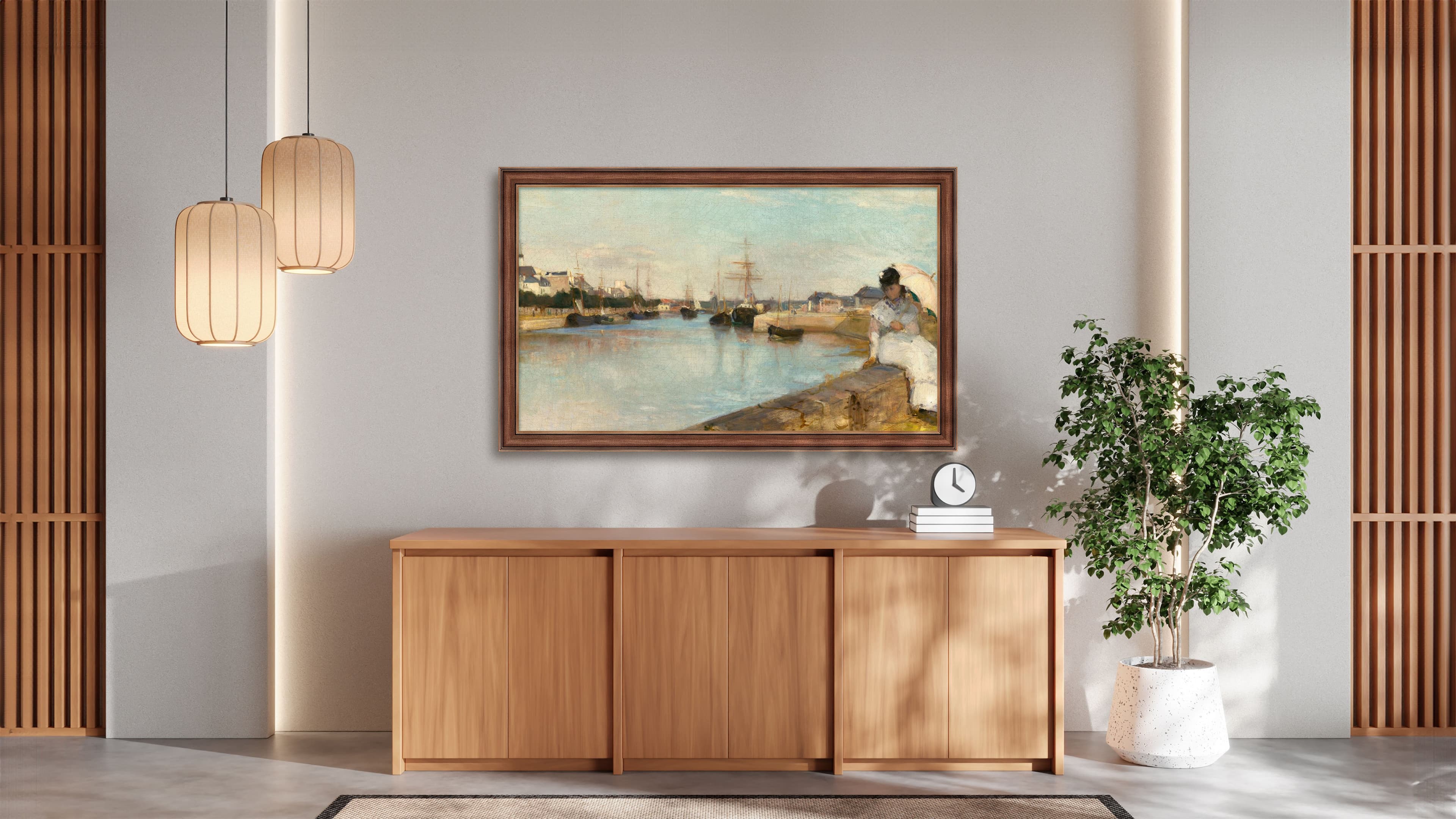 Alt View 14. Deco TV Frames - 65" Slim Bezel for Samsung The Frame TV - Industrial Copper.