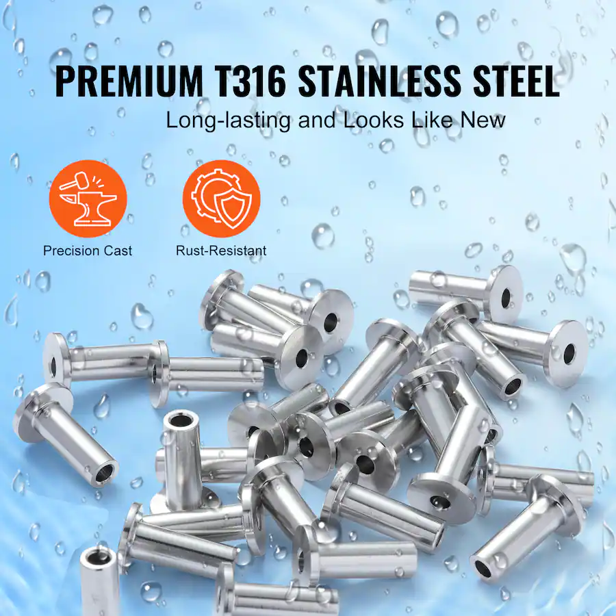 VEVOR 121 Pack T316 Stainless Steel Protector Sleeves for 1/8