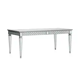 Manhattan Lane - Ada 72-90 Inch Dining Table, Extendable Rectangular Top, Mirrored, Silver - Silver, Gray