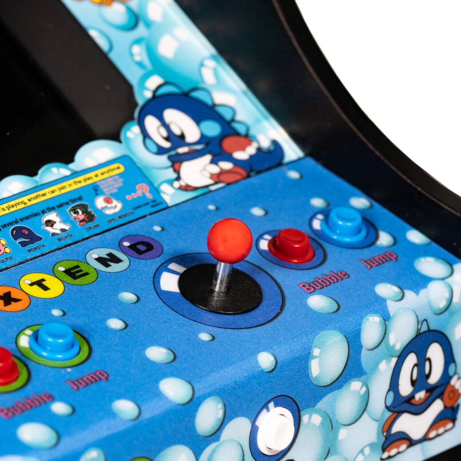 Sure, here is the corrected and grouped text from the image:

**Top Left:**
- "It's playing, another can play at the same time. Several enemies at the same time."

**Bottom Left:**
- "MONSTA"
- "ULPUL"

**Buttons:**
- "Bubble"
- "Jump"
- "X"
- "T"
- "E"
- "N"
- "D"

**Top Right:**
- "Bubble"
- "Jump"