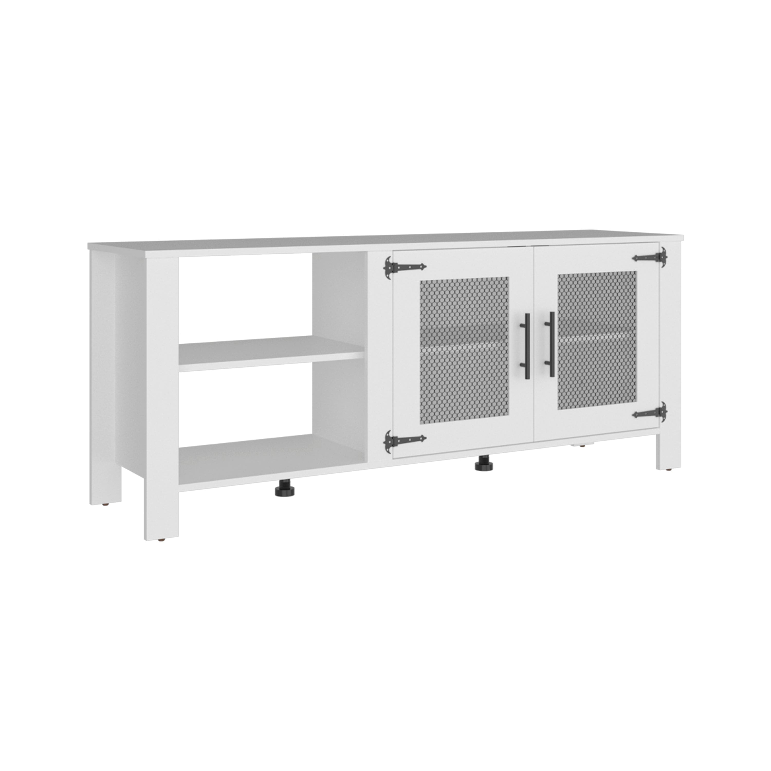 TuHome - Modern Farmhouse TV Stand with 2-Door Cabinet and Open Shelves, Fits TVs up to 70inch - White price history on PriceWatchPro