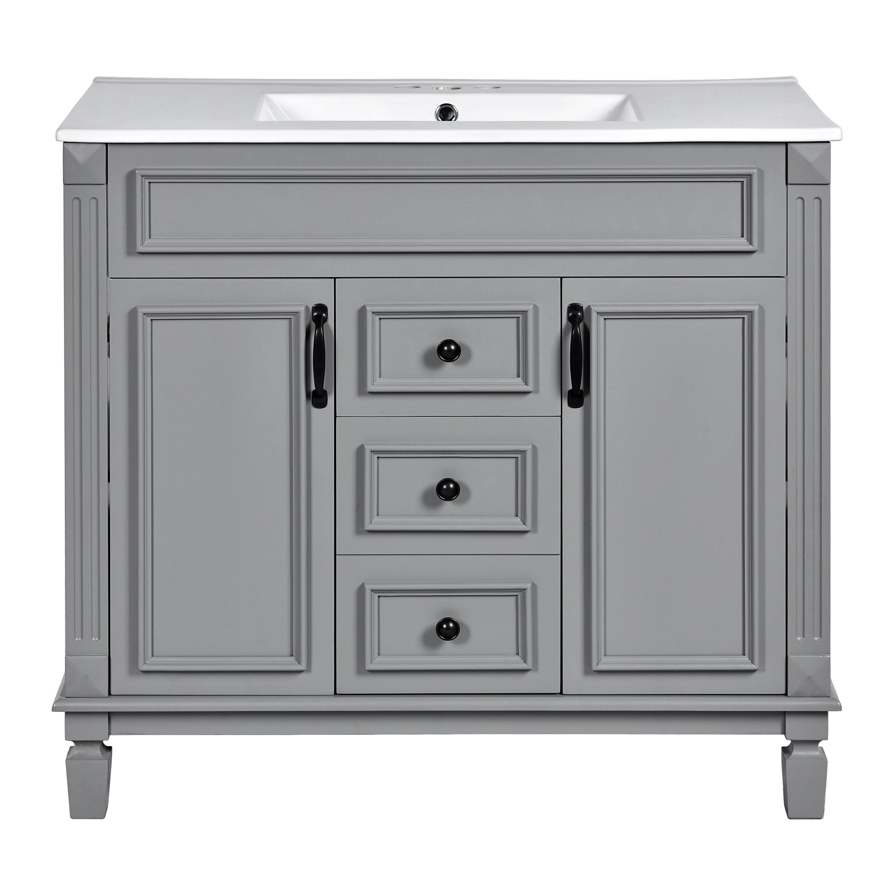 Alt View 10. Boyel Living - 36 Inch Modern Bathroom Vanity with Sink and Mirror Cabinet Grey - Gray.