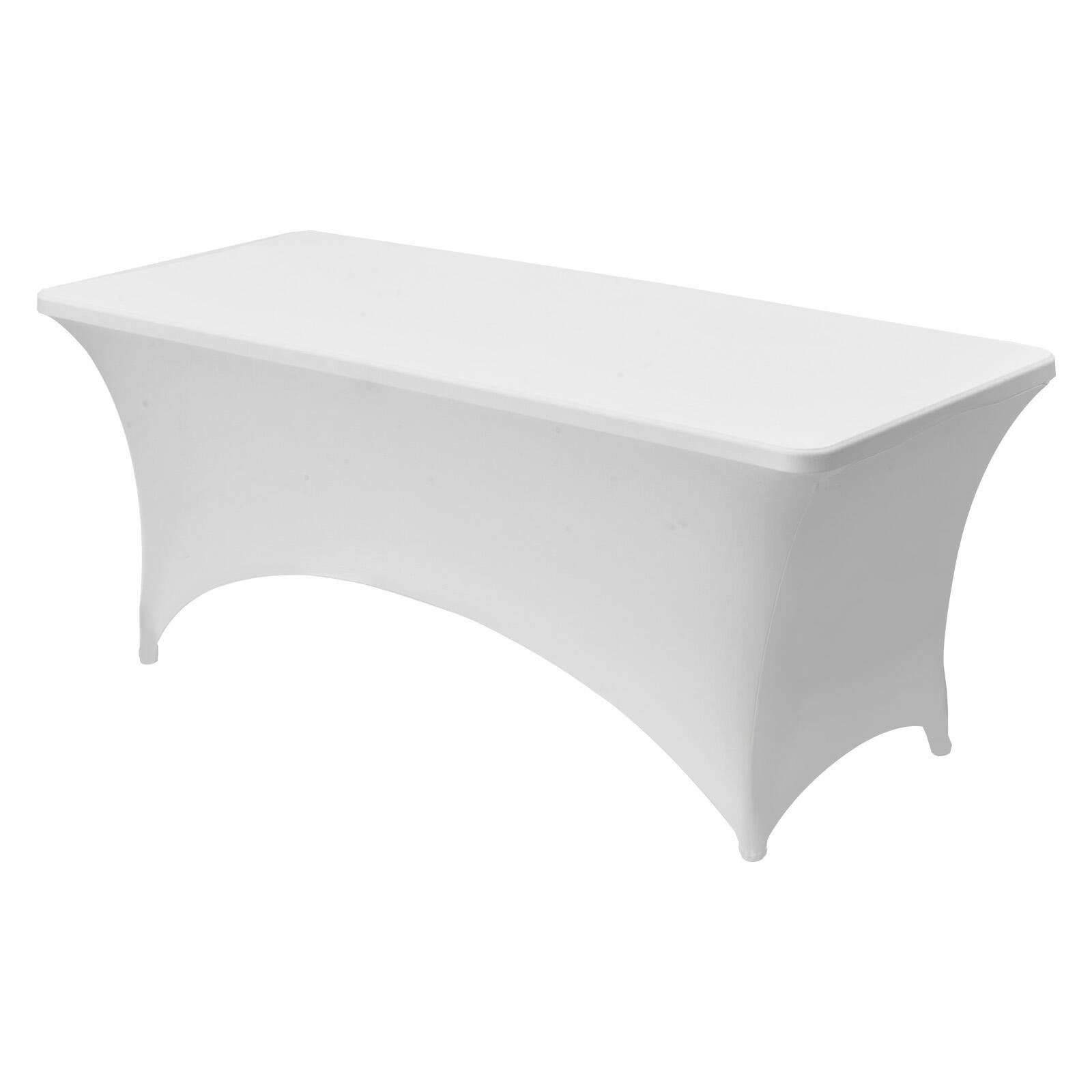 Alt View 5. VEVOR - 10 Pack Table Cloth for 6FT Rectangular Fitted Events, Wrinkle-Resistant Stretch White Table Covers - White.