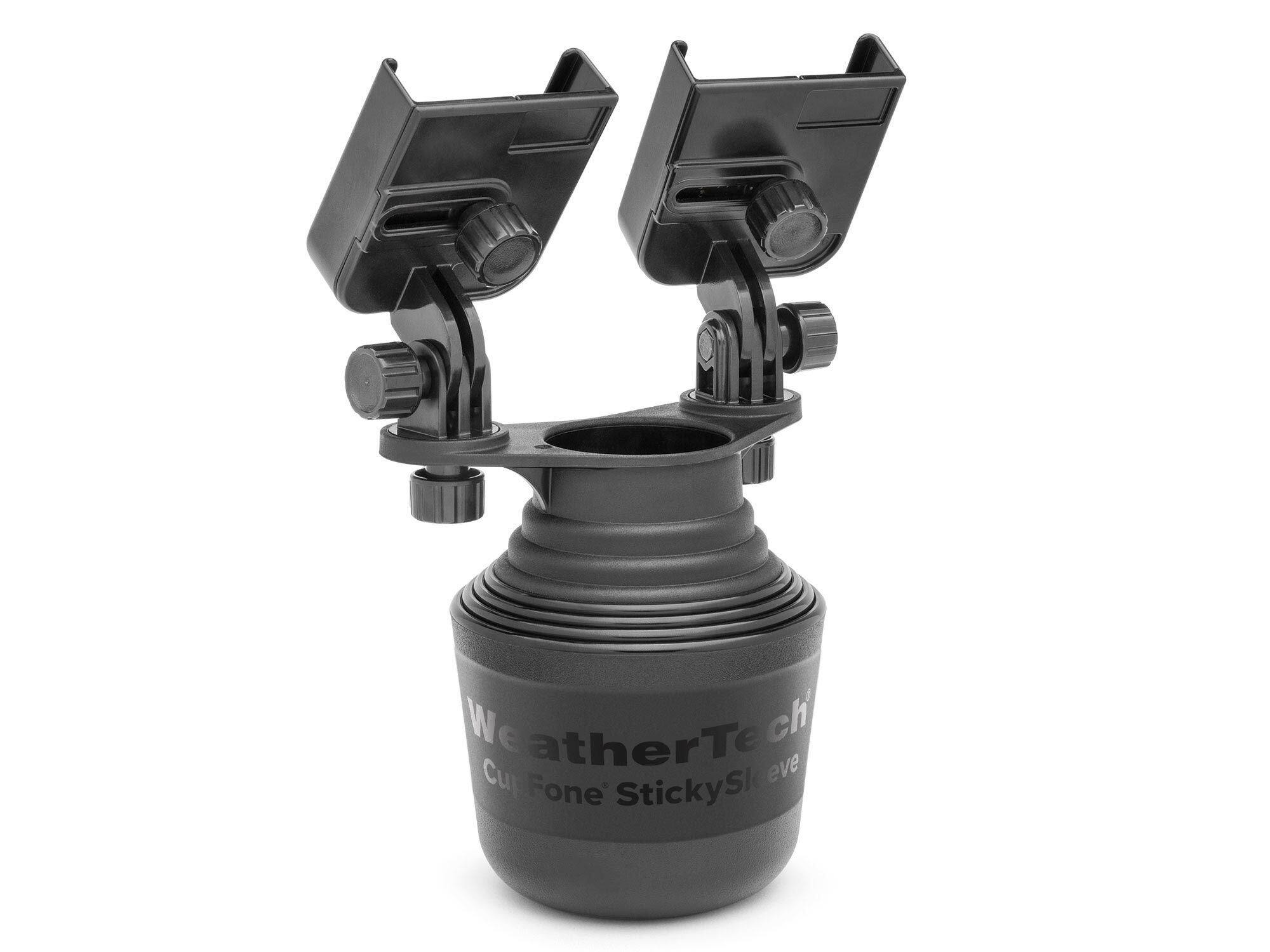 WeatherTech - CupFone Duo | Dual Headed Universal Cup Holder Cell Phone Mount Car & Truck Accessory – Black Plastic Knobs - Black / Black