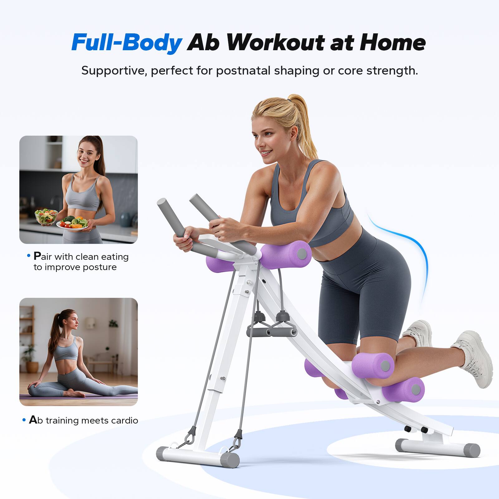 Full-Body Ab Workout at Home

Supportive, perfect for postnatal shaping or core strength.

- Pair with clean eating to improve posture
- Ab training meets cardio