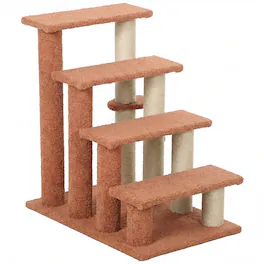 Pawhut - Levels Cat Steps with Scratching Posts for High Bed - Brown
