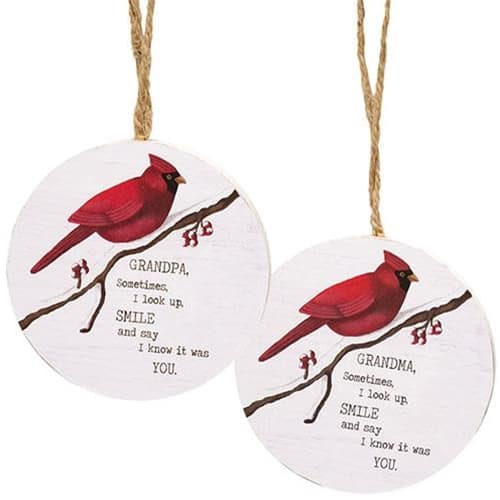BreeBe - Grandma/Grandpa Round Cardinal Ornament 2 Asstd - Multicolor