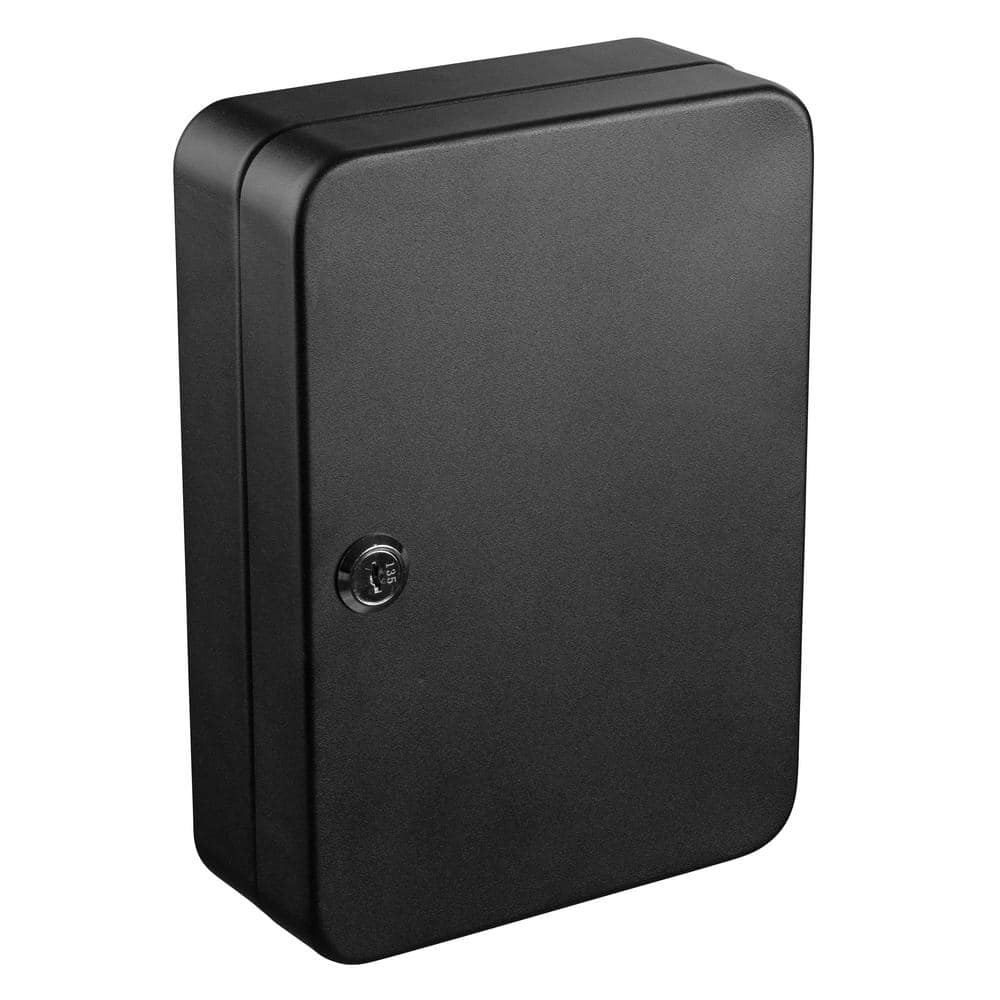 AdirOffice - Steel 48-Key Secure Wall-Mounted Key Cabinet with Key Lock - Black