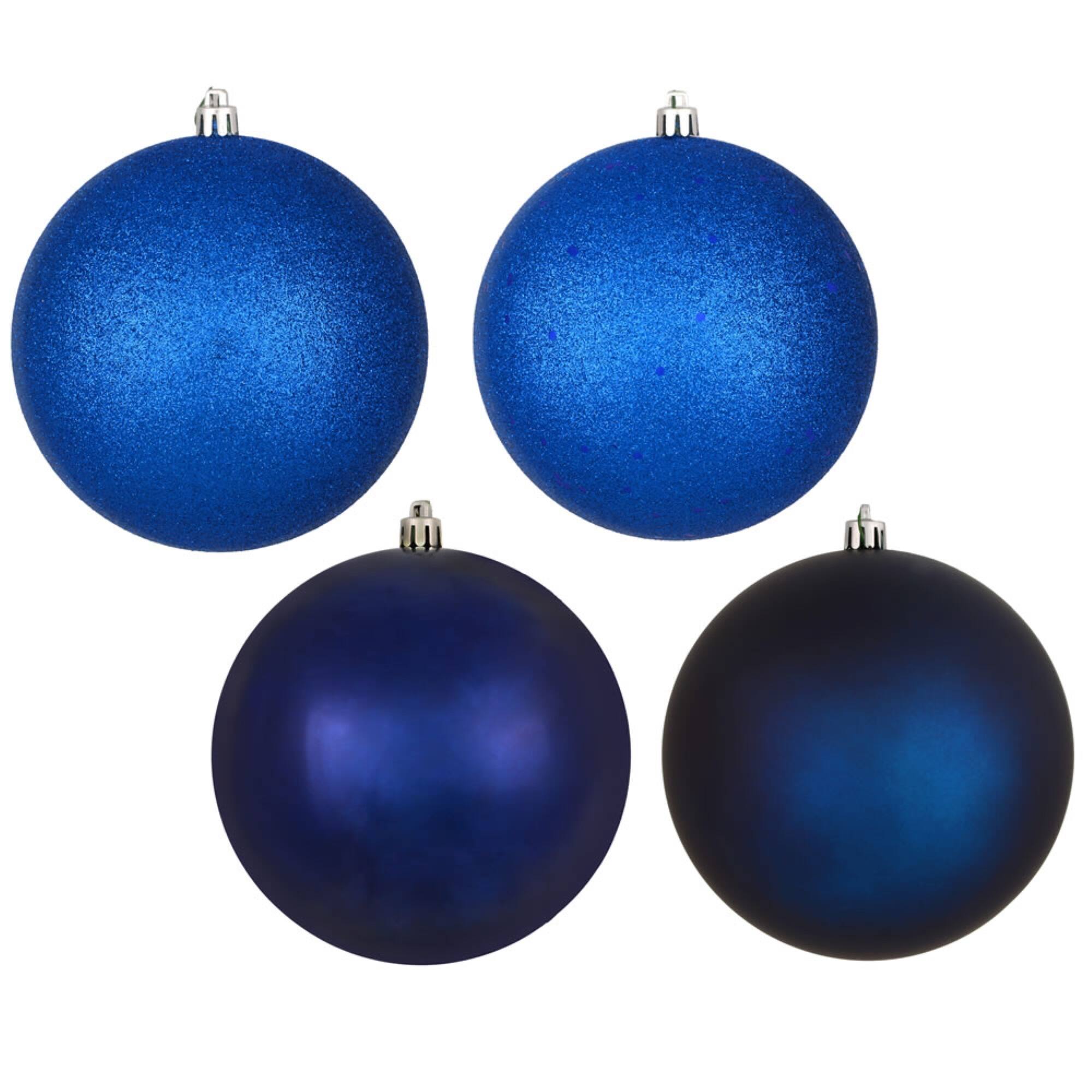 Front. Vickerman - 4.75" Midnt Blue 4 Finish Ball Assorted 4Box - Blue.