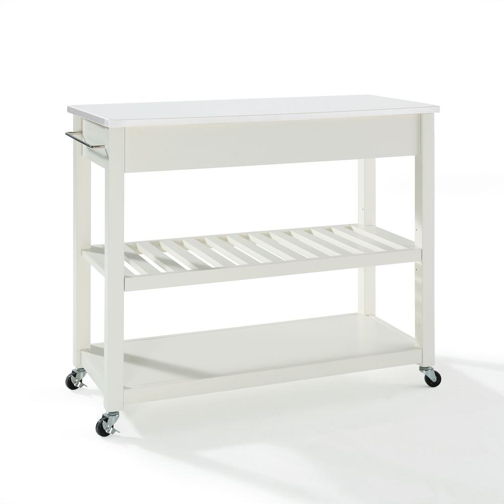 Left. Crosley Furniture - Stone Top Kitchen Prep Rolling Cart - White.