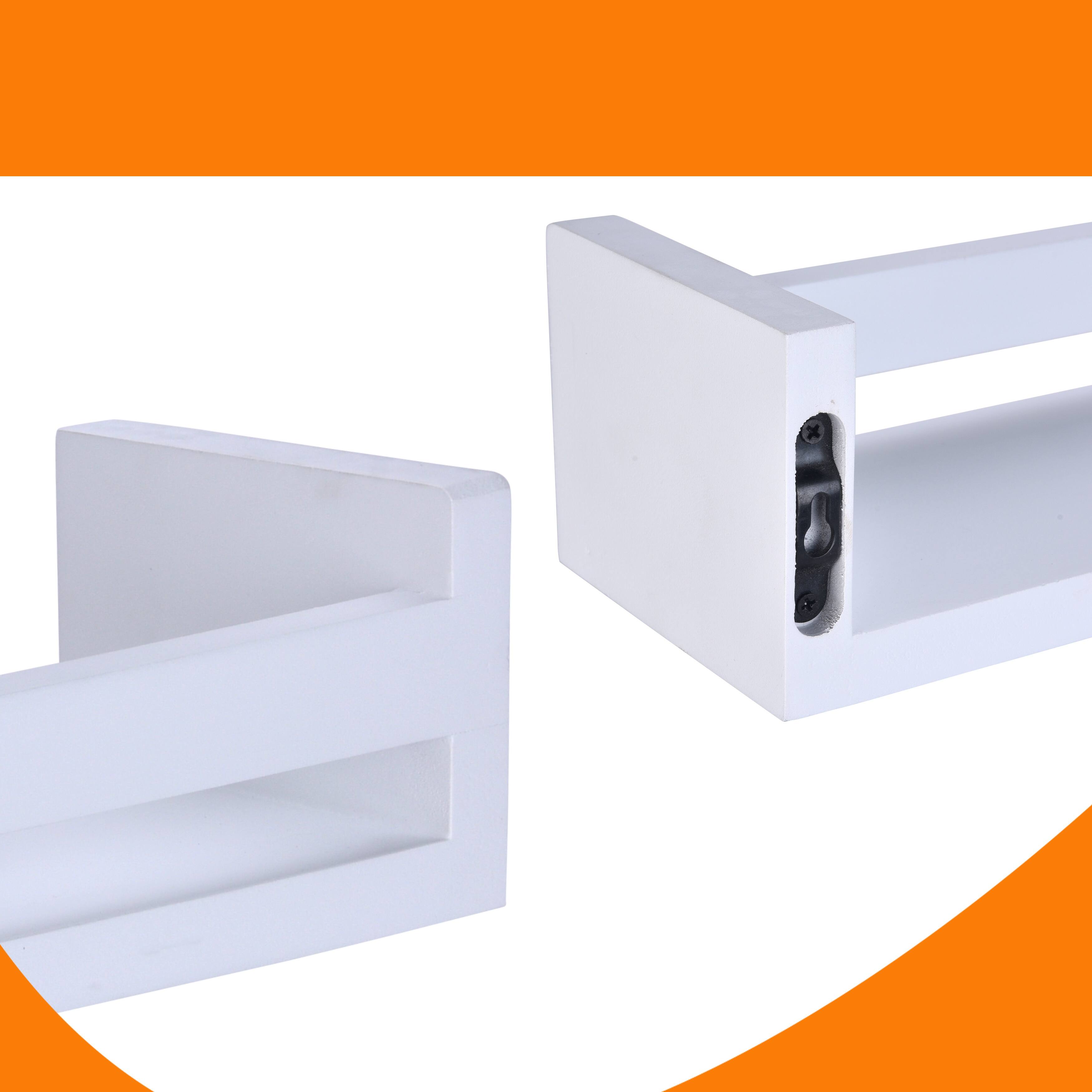 Alt View 2. Danya B - Single Tier 18" Wall Organizer Rack Shelf– White - White.