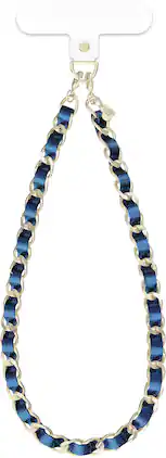 VELVET CAVIAR - Phone Charm Wristlet - Metallic Navy Leather