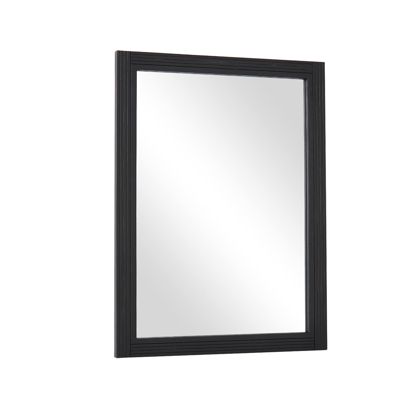 Alt View 1. Easly - Antique Black 24 in. W x 36 in. H Rectangle Wood Framed Vanity Wall Mirror - Black.
