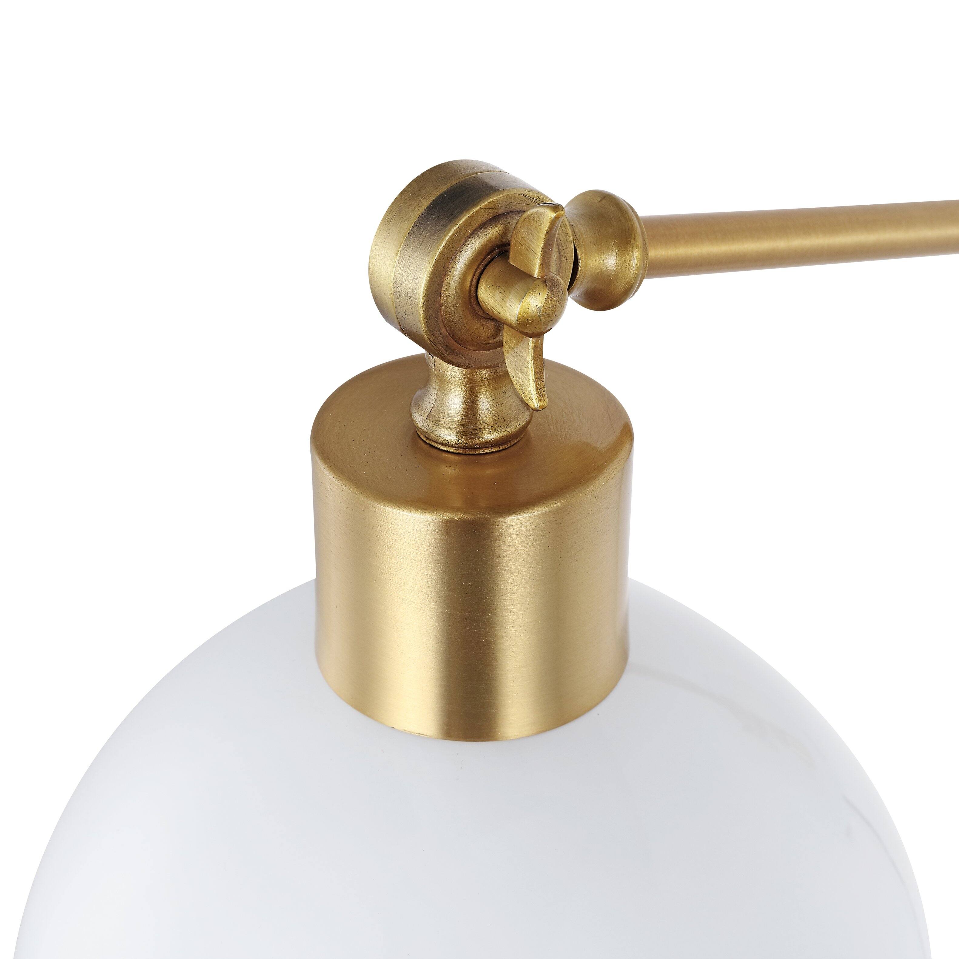 Alt View 7. Jonathan Y - Lisa 18" Swing Arm 1-Light Modern Midcentury Iron USB Charging Port LED Sconce, White/Brass Gold - White.