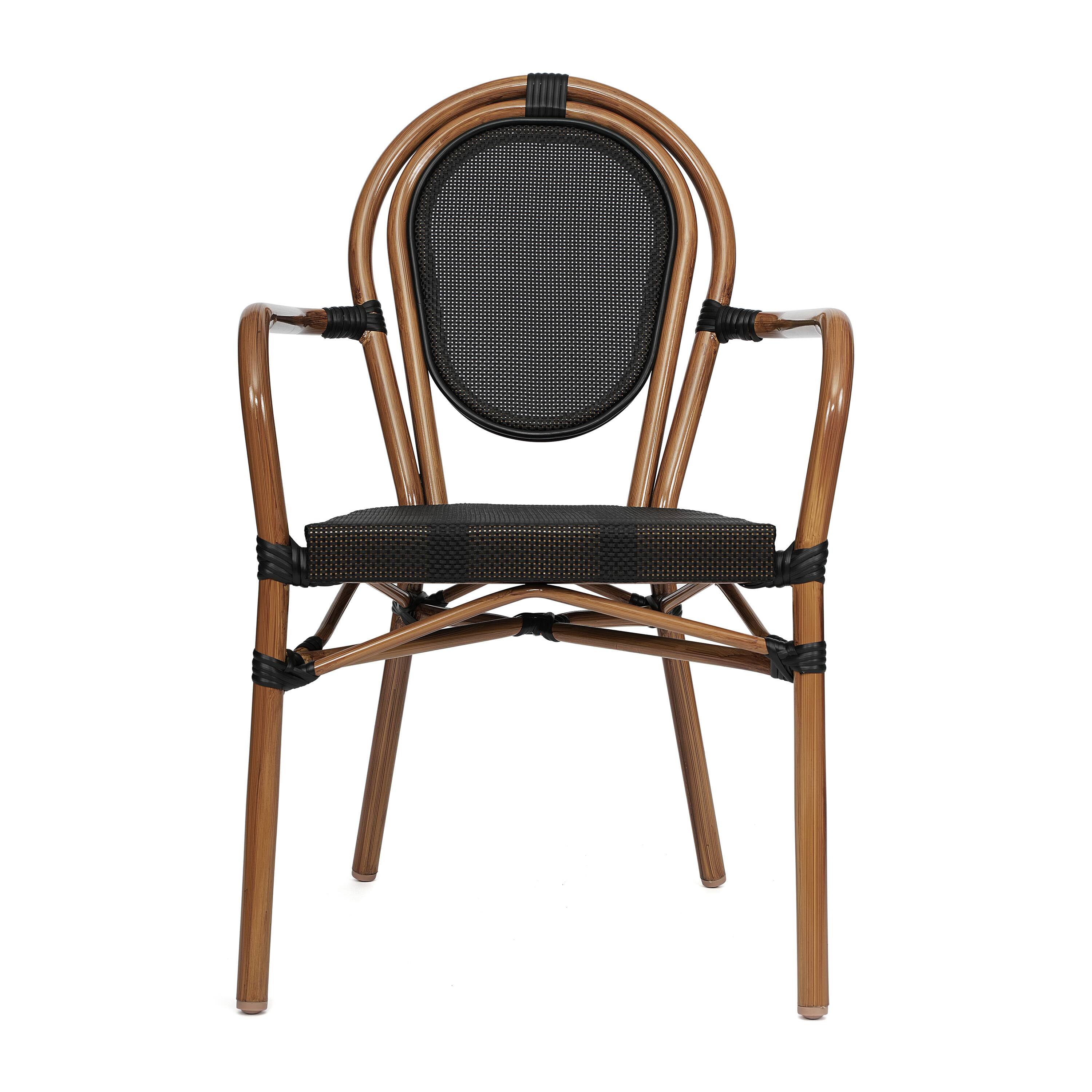 Alt View 9. Emma + Oliver - 2 Pack Stacking Bistro Chair with Bamboo Print Metal Frame - Black/Natural Frame.