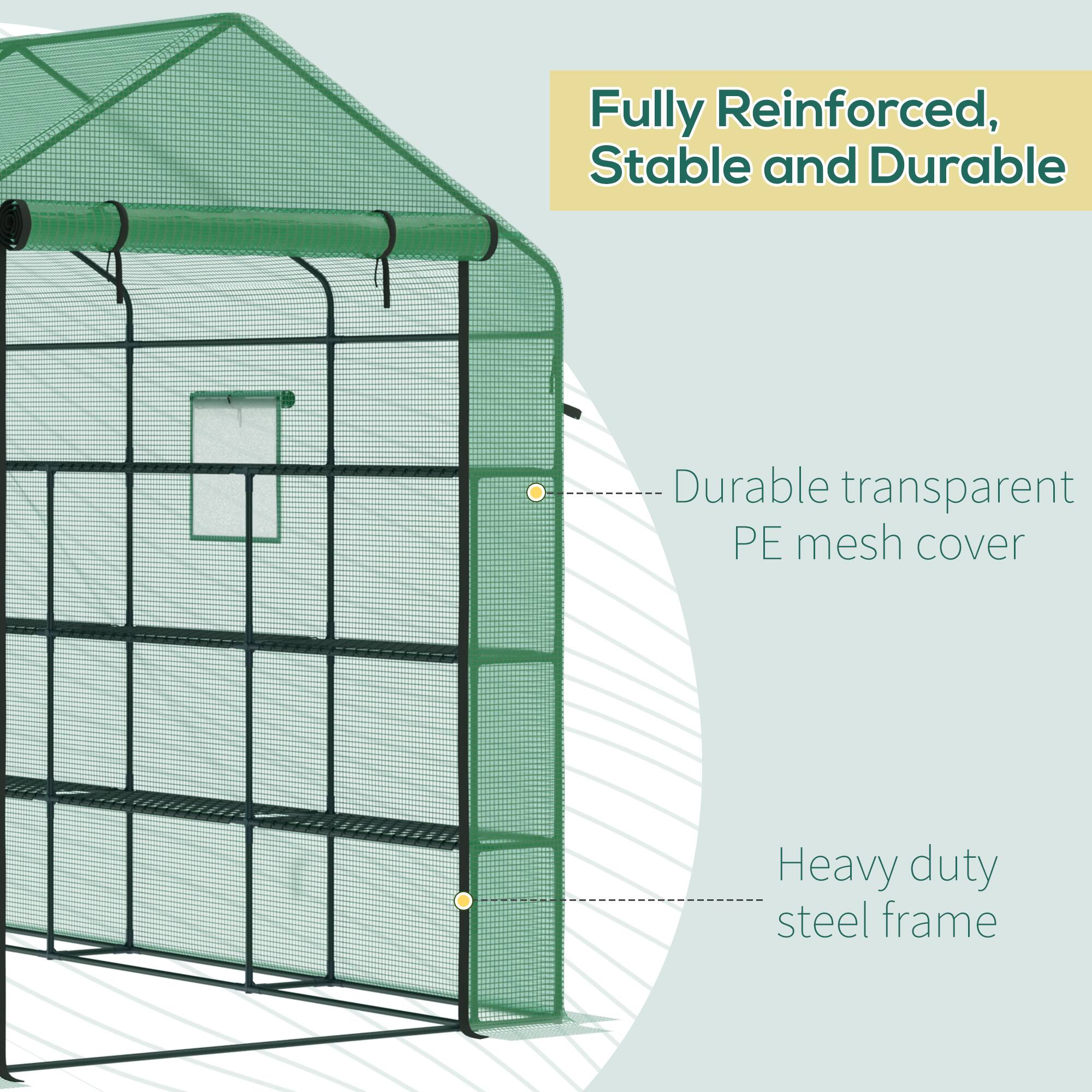 Fully Reinforced, Stable and Durable

Durable transparent PE mesh cover

Heavy duty steel frame