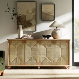Marola 71 Inch Wood Seagrass Sideboard by Modway - Oak