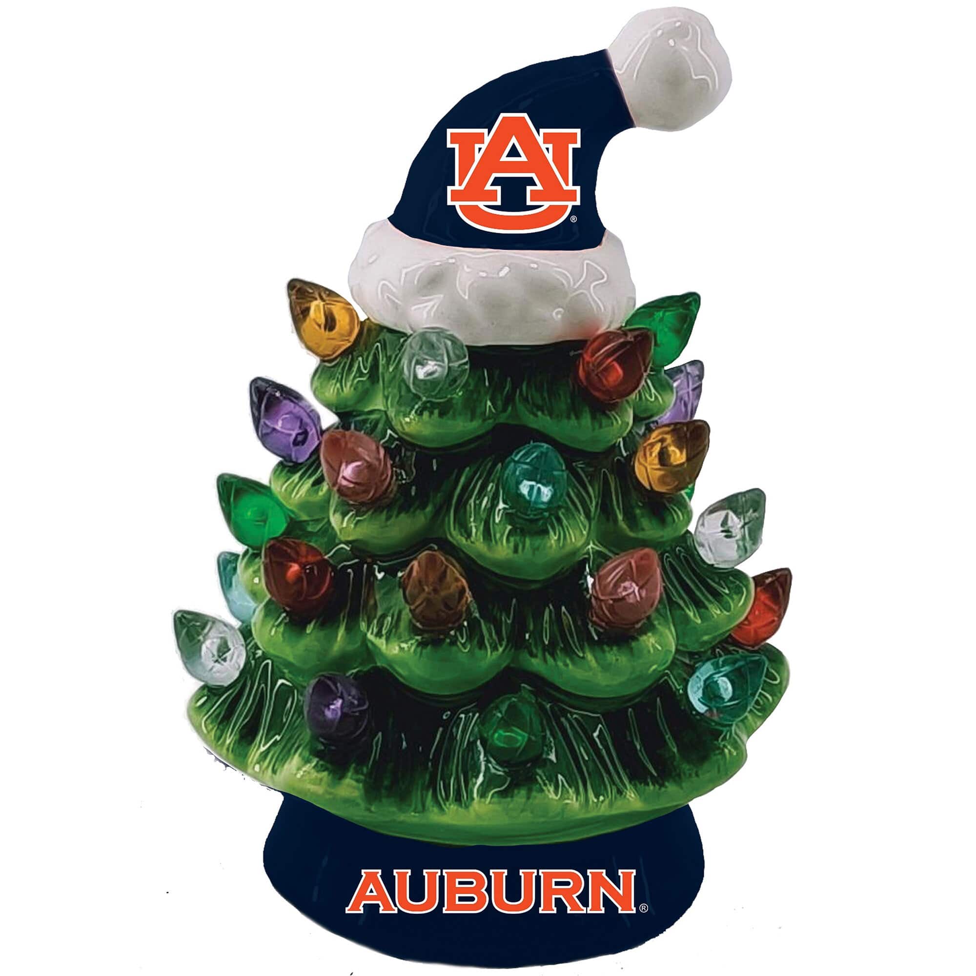 Front. Evergreen Enterprises - Auburn Tigers 8" Light Up Ceramic LED Christmas Tree - Multicolor.