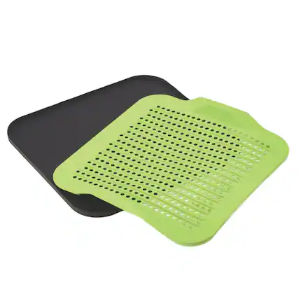 Front. Better Houseware - 2-Piece Silicone Drying Mat Set - Black/Green.