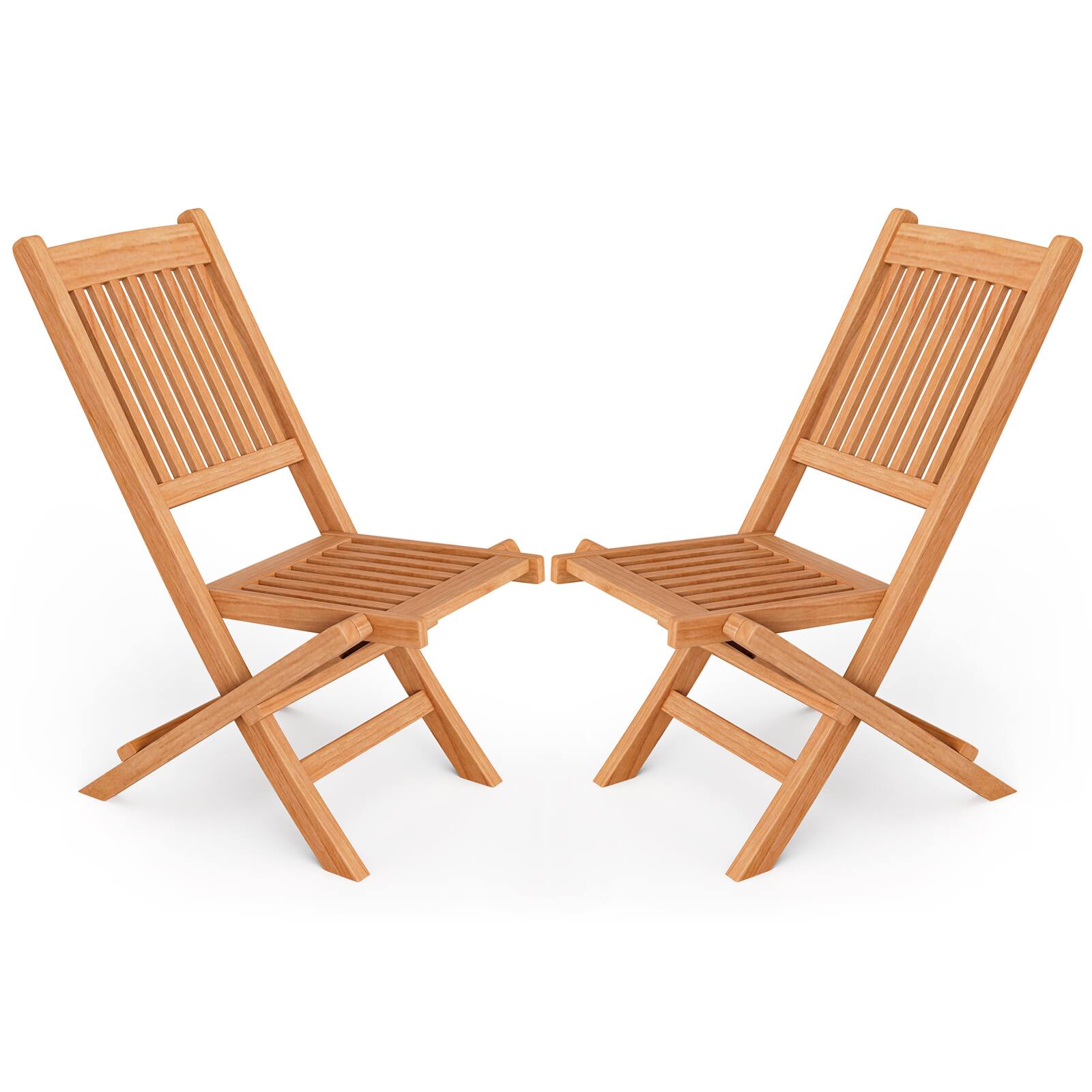 Front. Costway - Costway 2PCS Patio Folding Chair Indonesia Teak Wood Slatted Seat Natural Portable Outdoor - Natural.