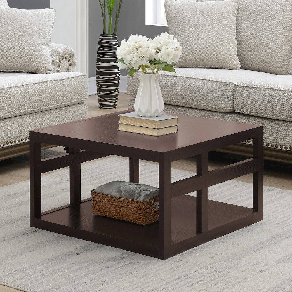 Angle. Convenience Concepts - Monterey Square Coffee Table with Shelf - Espresso.