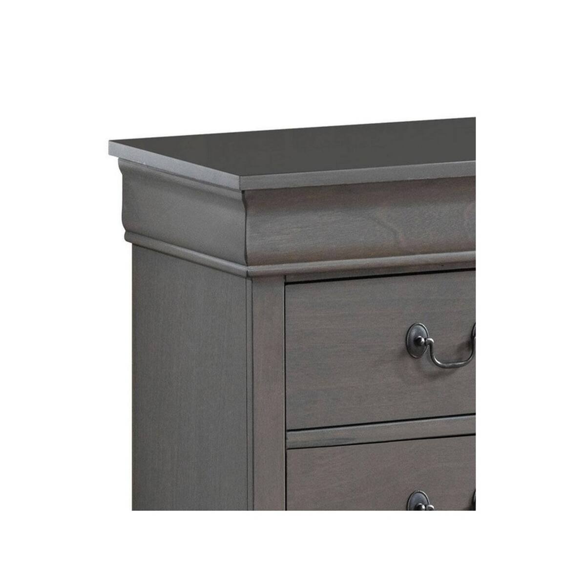 Alt View 2. Loheer - Loheer Gray Solid Wood Nightstand, Two Drawer Bedside Table for Bedroom Storage - Gray.