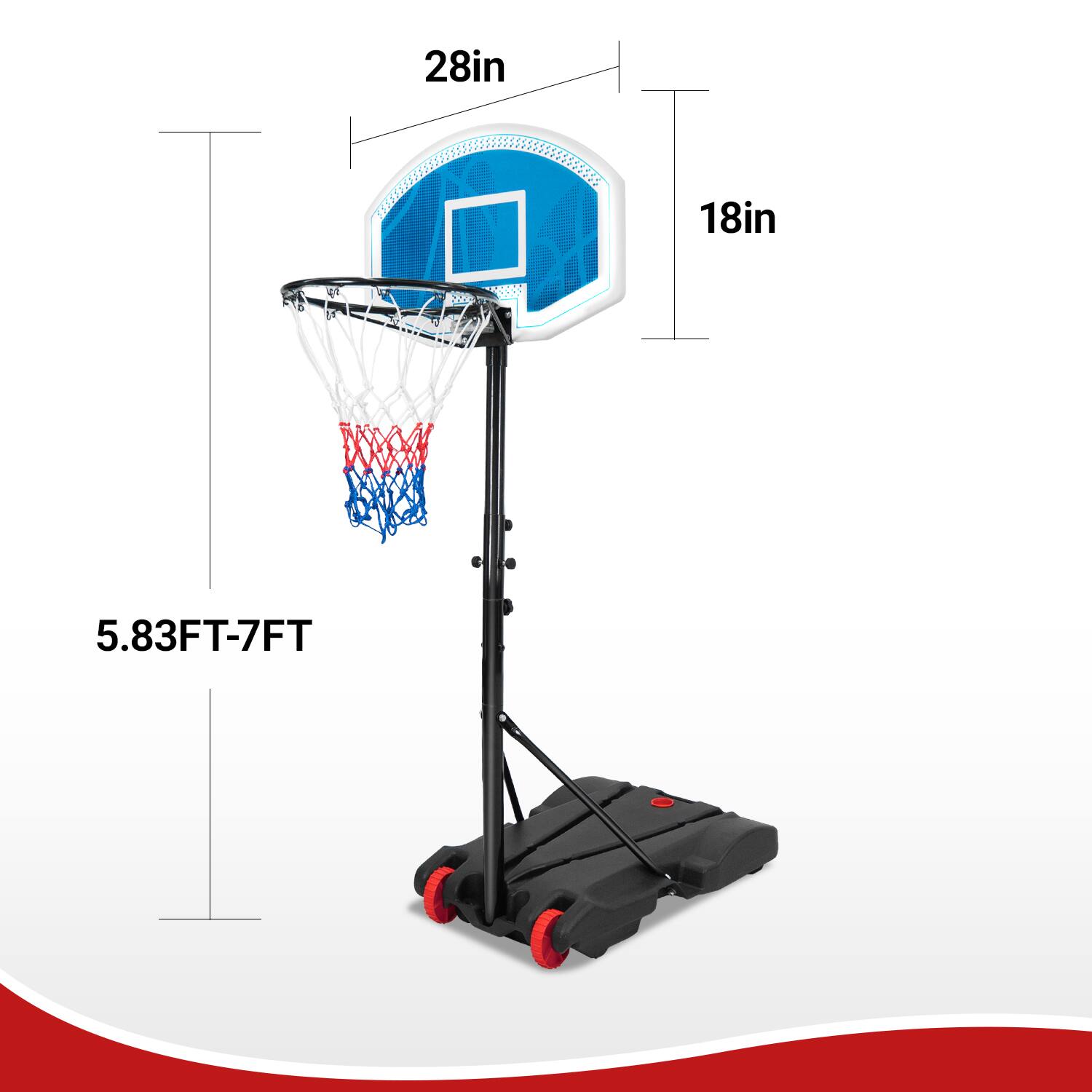 28in  
18in  
5.83FT-7FT