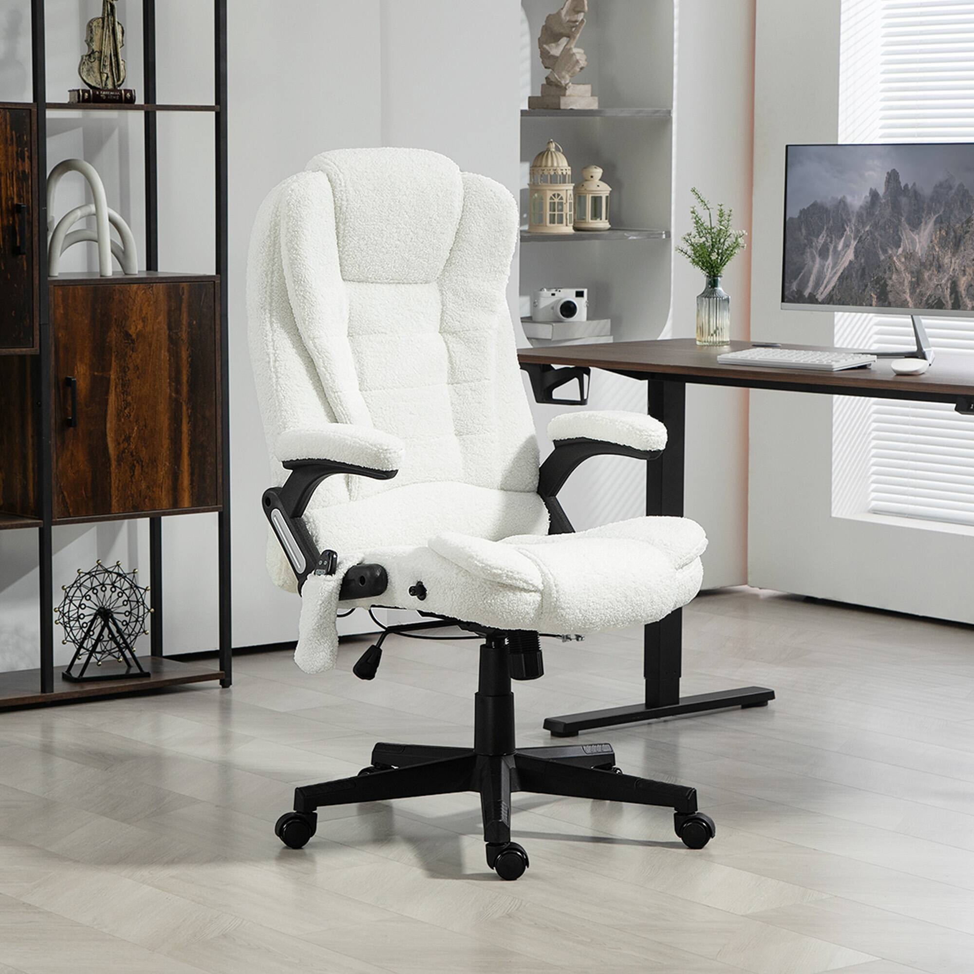 Alt View 2. Vinsetto - 6 Point Vibrating Massage Office Chair with Heat, Velvet High Back Executive Chair with Reclining Backrest - White.