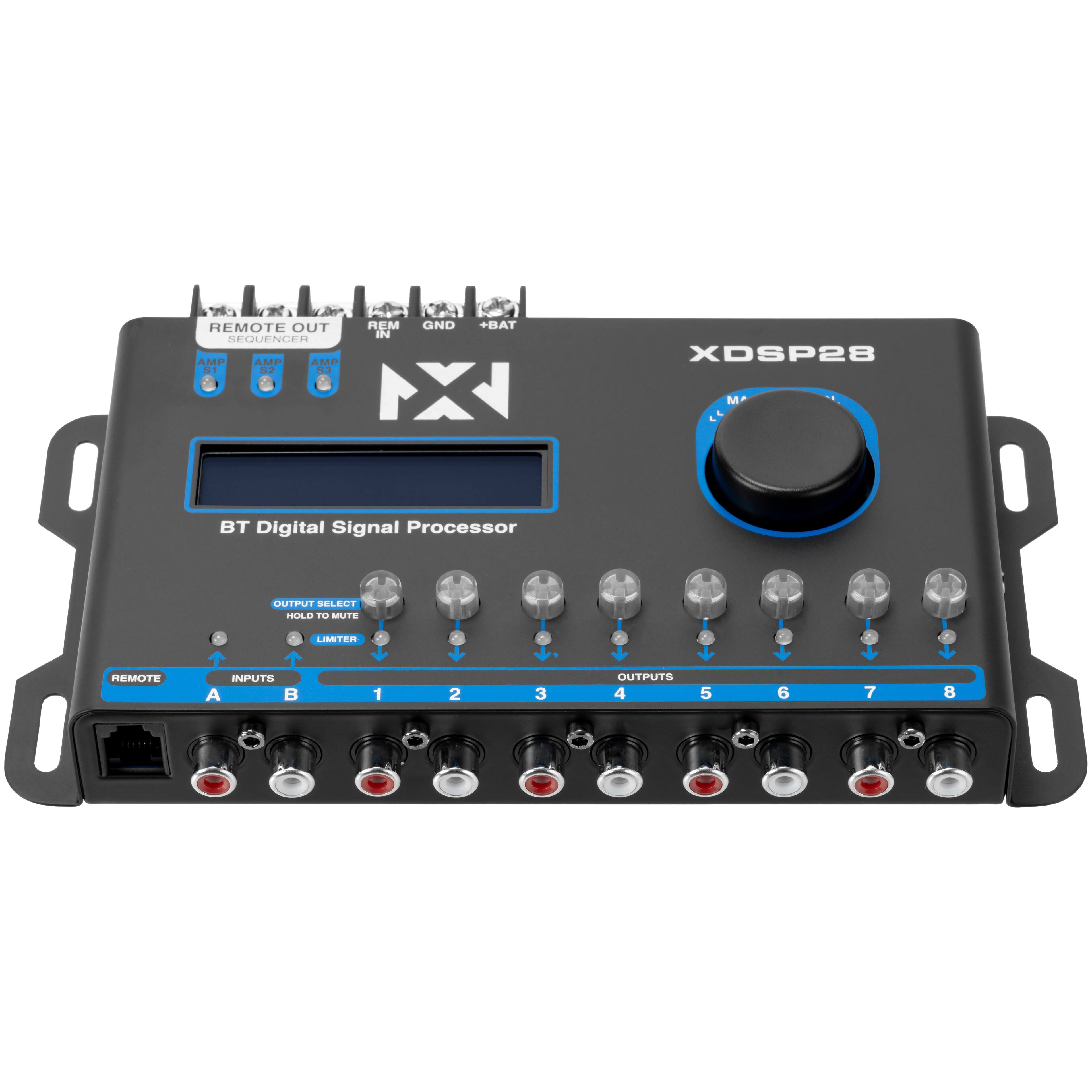 REMOTE OUT HEM GND +BAT IN  
ENCODER AMP AMO AMP SI V .  
MX XDSP28  
Digital Signal Processor  
OUTPUT SELECT  
REMOTE INPUTS A B 1 2 3  
OUTPUTS 4 5 6 7 8